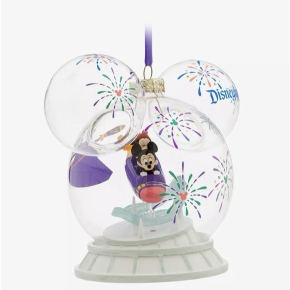 Disneyland Glass Christmas Ear Ornament Mickey Minnie Mouse Space Mountain New